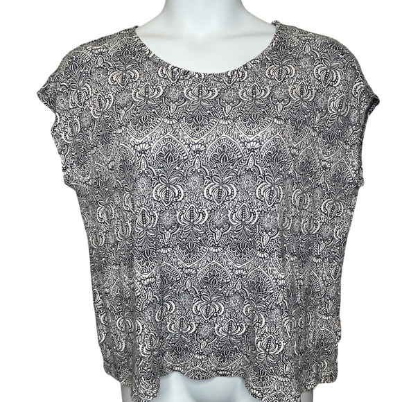 Rachel Zoe Tops - RACHEL ZOE Linen Paisley Cap Sleeve Top XXL Coastal Flowy Boho Everyday Casual